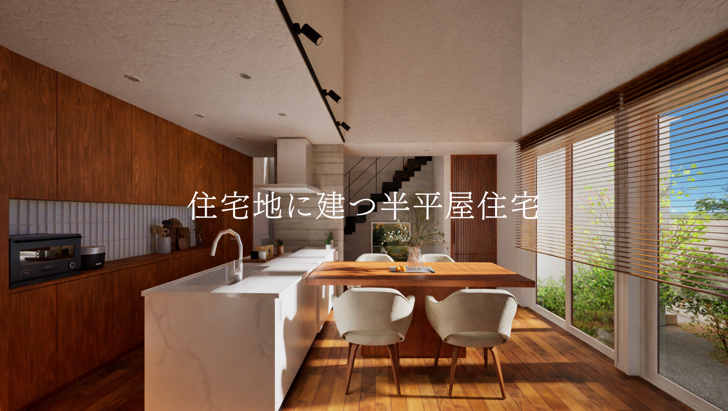 住宅地に建つ半平屋住宅