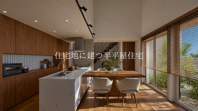 住宅地に建つ半平屋住宅